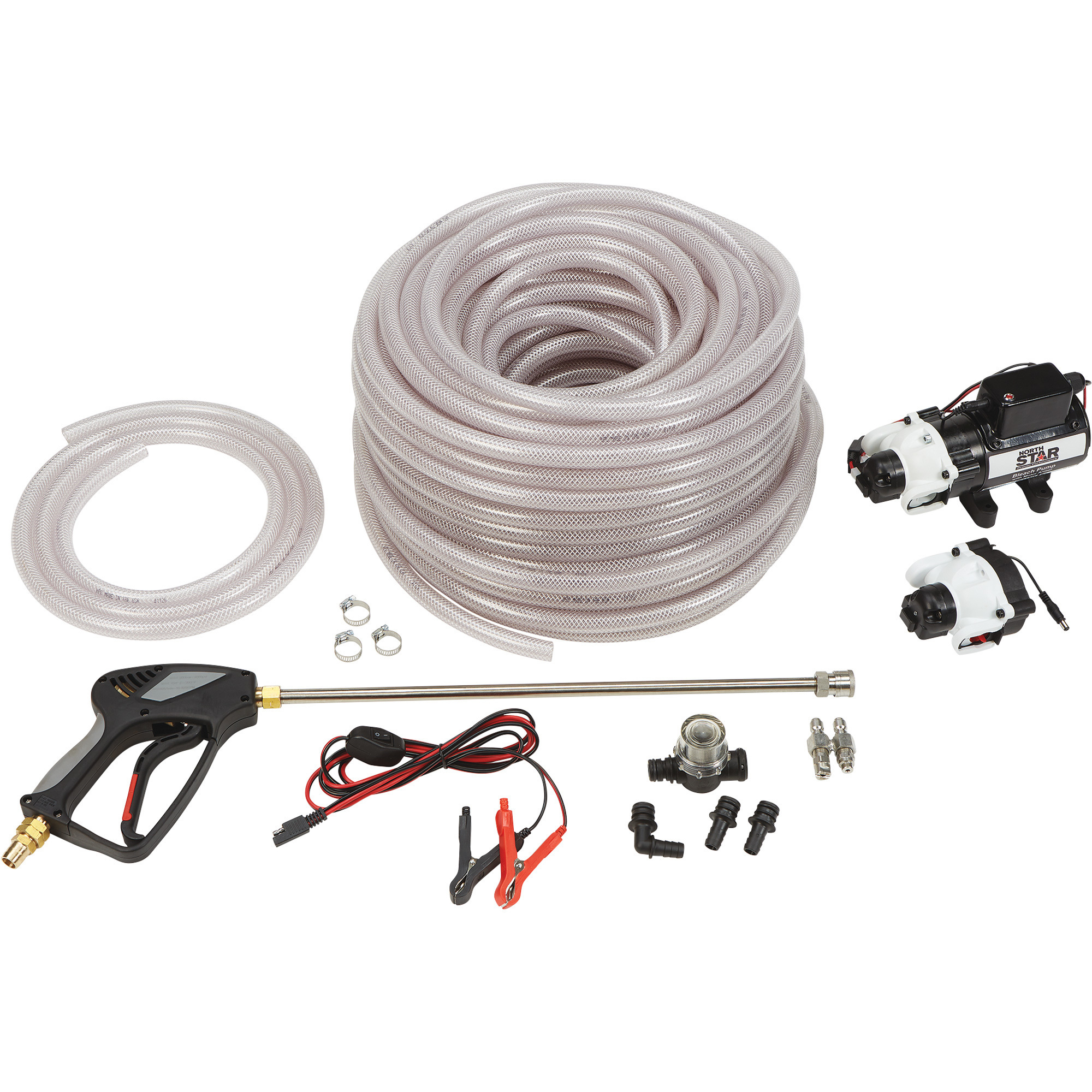 NorthStar Soft Wash Kit — 4.0 GPM Bleach Pump, Hose, Gun and Nozzles